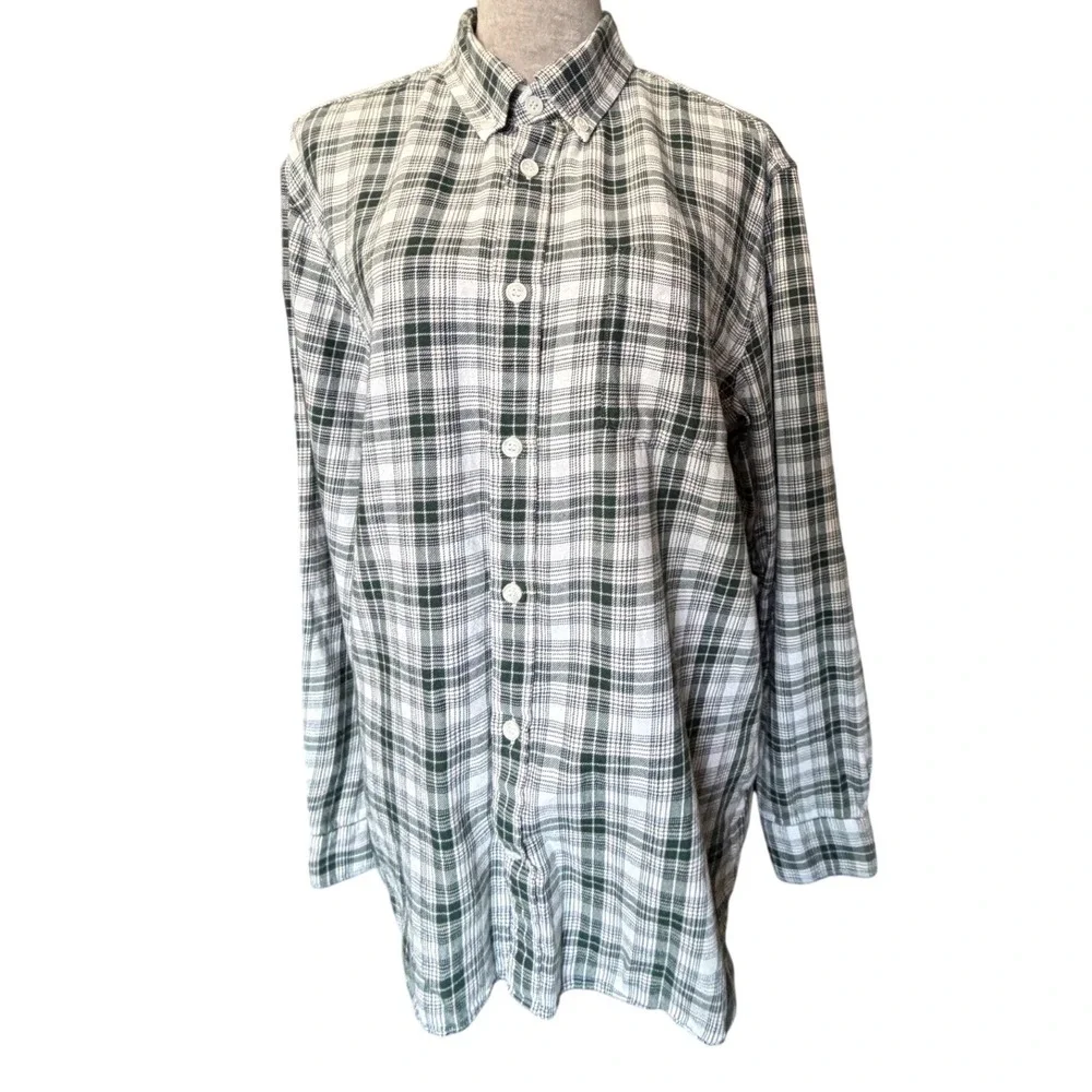 Banana Republic XL Slim Fit Plaid Button Down Shirt Green Light pink Long Sleeve